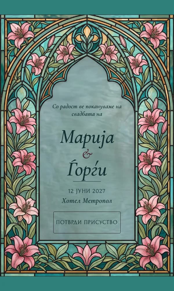 Стаклени лилјани: дизајн на свадбена покана